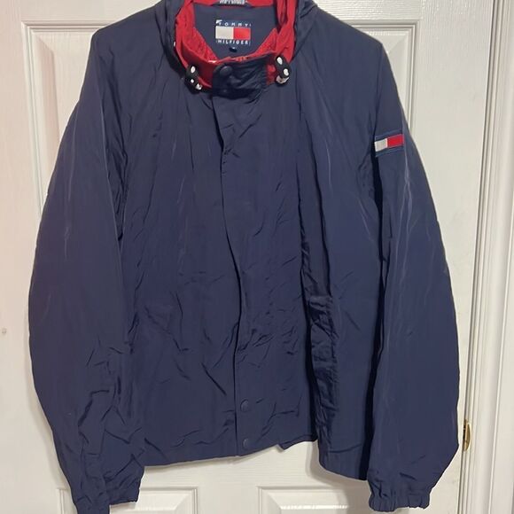 🔥 Vintage TOMMY HILFIGER Hooded Nylon Windbreaker Jacket - EXCELLENT - Men Sz M - Picture 3 of 16